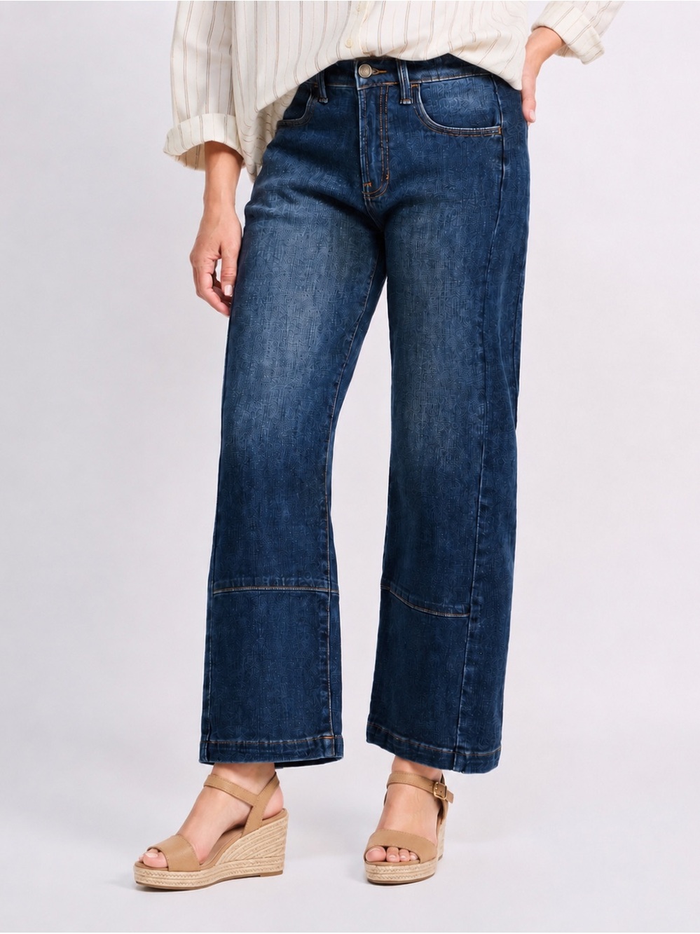 Indigo Six Seamed Ankle Wide Leg Jean Size 10